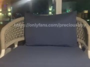 Ebony Teen Squirting on parents hotel room balcony 1/16