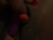 WET Ebony Lesbian Takes Dildo & Vibrator  11/16