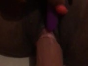 WET Ebony Lesbian Takes Dildo & Vibrator  2/16