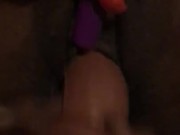 WET Ebony Lesbian Takes Dildo & Vibrator  3/16