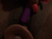 WET Ebony Lesbian Takes Dildo & Vibrator  5/16