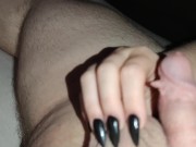 I scratch his balls with my sharp, pointed black nails and rub his cock until he cums *cumblast*