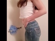 Vixen wets herself, gets pissed all over, and shows off her piss covered self as she strips! 1/16