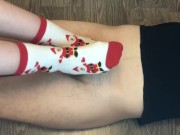Teen sockjob with christmas socks 2/16