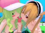 Kobayashi-san Chi no Maid Dragon Tohru AND Quetzalcoatl 3D HENTAI 2/16