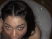 Teen latina sucks my delicious dick in the jacuzy 1/16