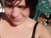 Licks filthy feet outside 12/16