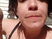 Licks filthy feet outside 5/16