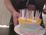 Pee on the Birthday Cake and Candles is Stockings and HighHeels for my best friend birthday 1/16