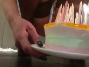 Pee on the Birthday Cake and Candles is Stockings and HighHeels for my best friend birthday 2/16