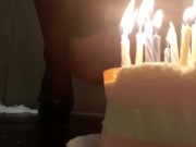 Pee on the Birthday Cake and Candles is Stockings and HighHeels for my best friend birthday 9/16