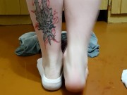 Massive pee stream all over floor and feet 15/16