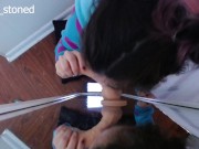 Sloppy Mirror Dildo Blowjob 14/16