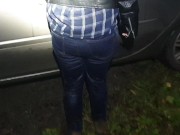 ⭐ Girl totally pisses her blue jeans in public! couldnt hold it! 12/16