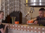 DADDY4K. Sweet Euro chick moans during forbidden sex with BFs daddy 2/16