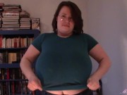 Huge boob tit drop blue shirt 15/16