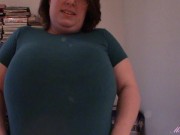 Huge boob tit drop blue shirt 7/16