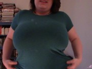 Huge boob tit drop blue shirt 8/16