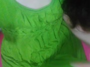 Crazy White Onlyfans Girl PinkMoonLust Self Sucks Left Nipple While Wearing a Cute Green Dress 2/16