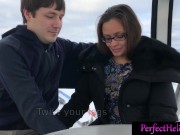 Brunette Public Blowjob Dick Stranger to Cum in Mouth on a Ferris Wheel 15/16
