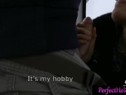 Brunette Public Blowjob Dick Stranger to Cum in Mouth on a Ferris Wheel 5/16