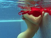 Watch Lina Mercury in red lingerie underwater 11/16