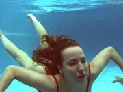 Watch Lina Mercury in red lingerie underwater 9/16