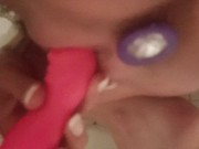 Squirting explosion - She play with a dildo in the shower while having a plug inside! 11/16