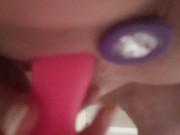 Squirting explosion - She play with a dildo in the shower while having a plug inside! 8/16