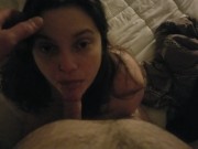 Her first taste of piss, and she chugged every drop!  12/16