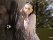 WOWGIRLS PROMO Young hottie Valeria A gets horny while showering outdoors in a posh Ibiza villa. 3/16