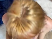 Hot blonde sucks cock with red lips 9/16