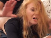 DEBT4k. Graceful ginger chokes on boner because she bought a TV 14/16