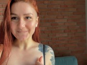 Redhead girl has sex with a stranger. KleoModel 1/16