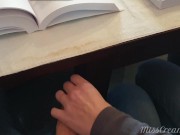 Teacher jerks off a student's cock in university class until he cums - MissCreamy