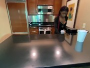 GIVING MY EBONY STEP-SISTER  MORNING DICK ALL OVER THE SUITE IN VEGAS 1/16