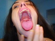Hairy Crazy Oral Tongue Loving Slut PinkMoonLust Does a Camera Angle Check Inside Her Mouth Nose 15/16