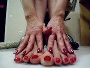 Red polished toes self sucking 2/16