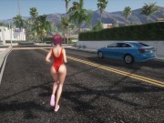 SunbayCity [SFM Hentai game] Ep.1 Wandering around in a sexy red one piece swimsuit in a GTA parody 13/16