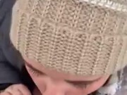 on my knees giving head in the snow 10/16