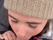 on my knees giving head in the snow 3/16