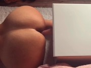 Naughty MILF with big ass mounts dildo and makes herself cum masturbating doggy style  16/16