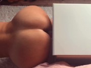 Naughty MILF with big ass mounts dildo and makes herself cum masturbating doggy style  2/16