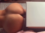 Naughty MILF with big ass mounts dildo and makes herself cum masturbating doggy style  3/16