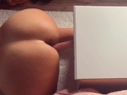 Naughty MILF with big ass mounts dildo and makes herself cum masturbating doggy style  5/16