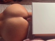 Naughty MILF with big ass mounts dildo and makes herself cum masturbating doggy style  6/16