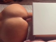 Naughty MILF with big ass mounts dildo and makes herself cum masturbating doggy style  8/16