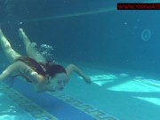 Tattooed teen Mia Ferrari gets naked in the pool 10/16