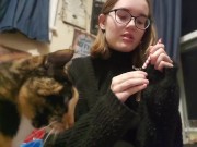 Little slut humps her pillow while she smokes - Izzy Hellbourne 2/16