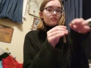 Little slut humps her pillow while she smokes - Izzy Hellbourne 3/16